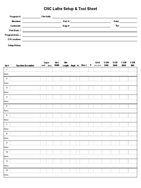 cnc machine setting|cnc lathe setup sheet.